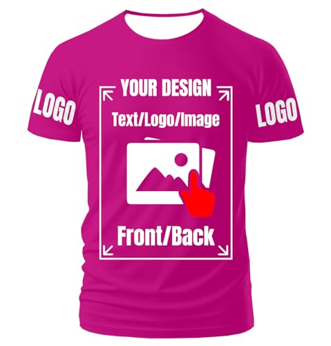Generic Custom T Shirts for Men Women Custom Tshirts Personalized T Shirts Unisex Design Your Own Customized T-Shirt Tee Customized Gifts Add Text Image Logo Fromt/Back Print X-Small, Mediumvioletred