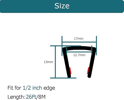 Miniatura 2 de Borde de goma negro, se adapta a borde de 12 pulgada, protector de borde de neopreno de canal U para superficies afiladasásperas, fácil de instalar