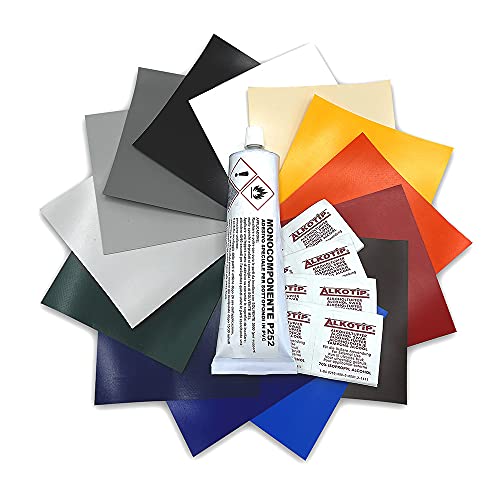 Kit de réparation pour bâche de camion, dimensions : 100 x 100 cm, avec colle PVC