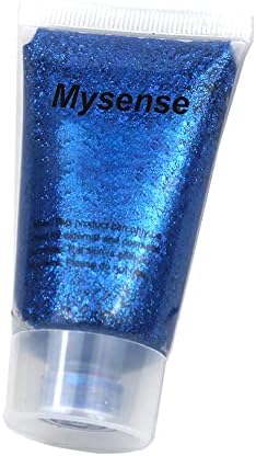 Mysense Royal Blue Body Glitter,Singer Concerts Face Glitter Gel,Music Festival Rave Accessories,Chunky Mermaid Glitter Sequins Face Eye Hair Decorations,Glitter Blue Face Paint Makeup for Women,30g