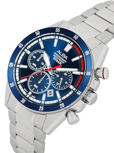 ALBA Stainless Steel Men Analog Wristwatch At3J27X1, Blue Dial, Blue Band - Image 2