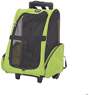 TOPSOSO Deluxe Oxford Mesh Pet Dog Travel Carrier Backpack w/Wheels -Green