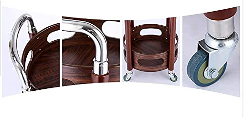 Carro de Almacenamiento con Ruedas - Carro utilitario de Madera de 2 Niveles con asa Redonda y barandilla de protección para Cocina y Bebidas, diseño Que Ahorra Espacio.