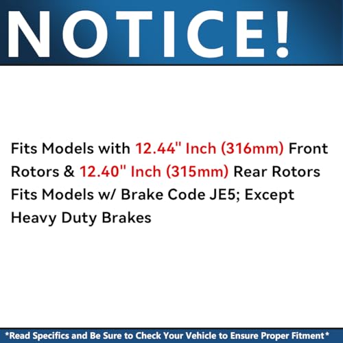 Image of Detroit Axle - Brake Kit for 08-14 Cadillac CTS Drilled & Slotted Brake Rotors Replacement 2008 2009 2010 2011 2012 2013 2014 Ceramic Brakes Pads : 12.44'' inch Front & 12.4'' inch Rear Rotors