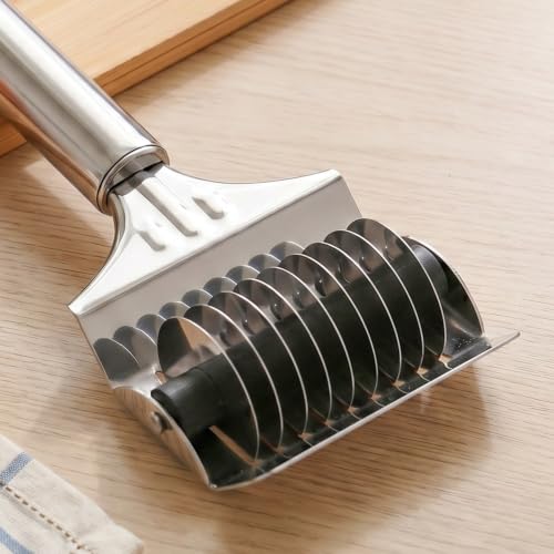 Image of Nestasia Stainless Steel Parotta Cutter for Kitchen (8 Inches) | Rust Resistant Pasta Spaghetti Roller - Dishwasher Safe Noodles & Dough Cutter & Mincer | Mulitpurpose Kitchen & Cooking Tool