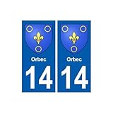 14290 orbec en auge  14 Orbec blason ville autocollant plaque sticker - Angles : droits