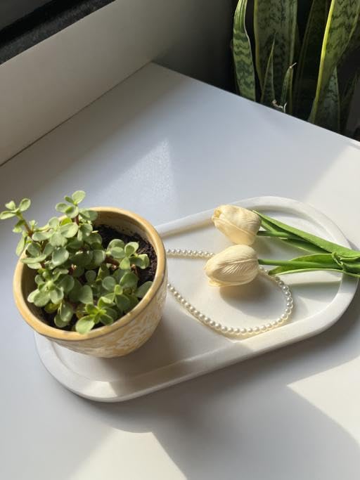 Image of MBSC White Marble Serving, Venity Tray, Cheese Platter to Presenting Main Courses, Wines or Desserts, Pooja Thali, Pooja Tray