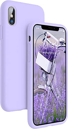 VONZEE® Microfiber Candy Case Compatible for iPhoneX/iPhone Xs 5.8 inch, Shockproof Slim Back Cover Liquid Silicone Case - Purple