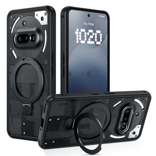 Telaso Magnetischer Ständer für Nothing Phone 3a Hülle Mattiert Kompatibel mit MagSafe Schutzhülle Stoßfest und Sturzsicher Schwarz