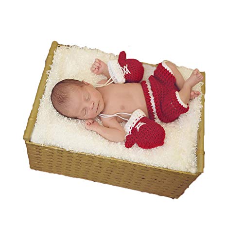 Image of Newborn Photography Outfits Baby Boy Photo Shoot Crochet Props Costume Knit Set Hat Pant