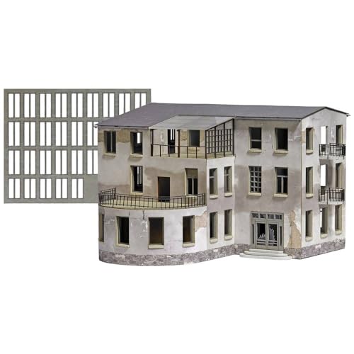 Busch 1945 HO Scale Abandoned Sanatorium - Laser-Cut Kit - 8-1/4 x 8-1/4 x 5-3/8