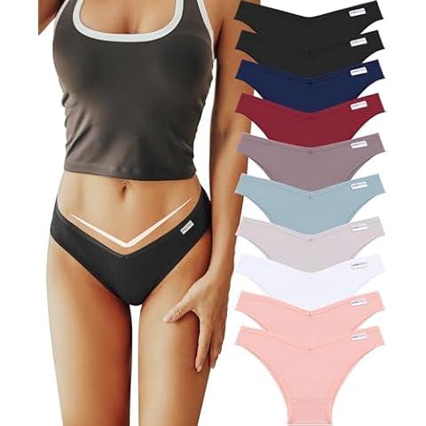 FINETOO 10 Pack Womens Cotton Underwear Sexy Stretch Bikini Panties Low Rise Hipster Ladies Soft V-Waist Cheeky(XL) Cover