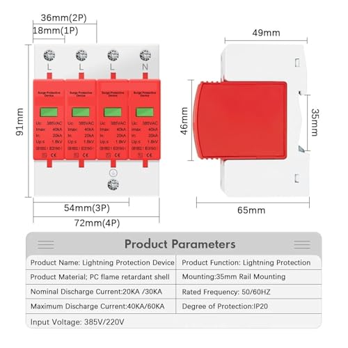 Parasurtenseur AC 4P 385V 40kA pour protection électrique de maison - 2