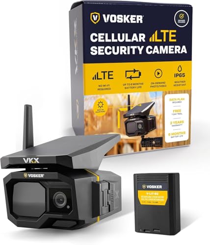 Vosker VKX Solar Powered 4G-LTE Outdoor Cellular Security Camera...