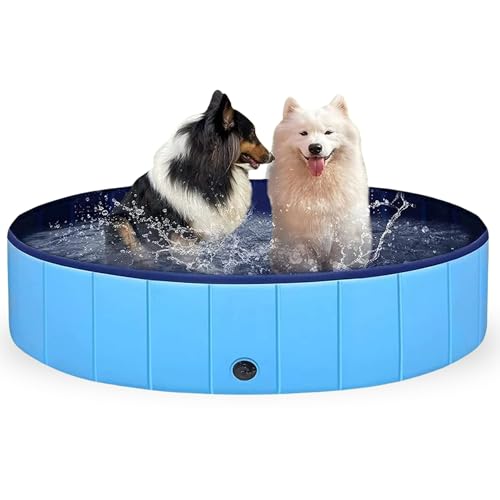 Image of Foodie Puppies Portable Collapsible Dog Swimming Pool - (120 x 30 cm), Bath Tub for Dogs and Cats, Slip-Resistant Pet Wading Pool for Indoor and Outdoor, Durable PVC, Anti-Skid Bottom, Large Size