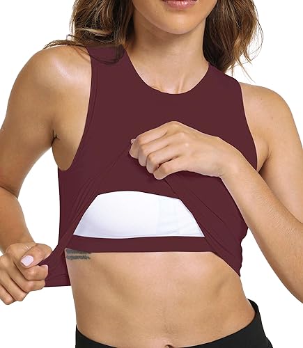 Image of Sports Bras for Women Removable Padded Athletic Yoga Running Crop Tops Sleeveless Gym Workout Tops