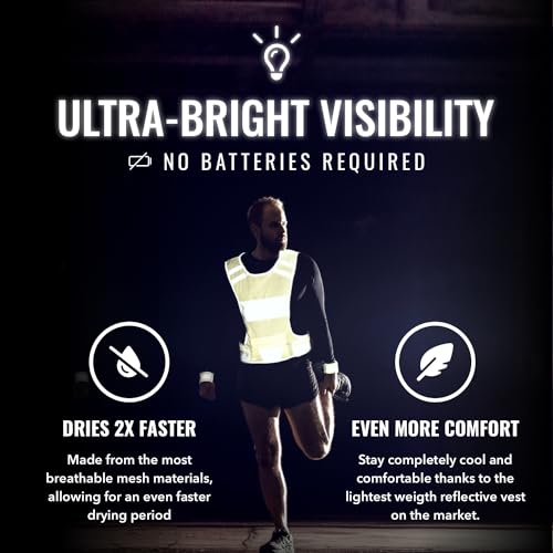 Mesh Safety Vest with Pocket & 2 Wrist Bands, High-Visibility Running Vest - image 3