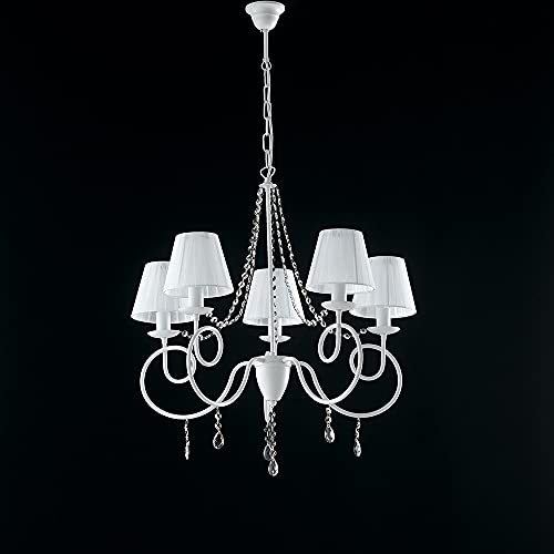 Lustre en cristal blanc avec abat-jour chic pour une élégance intemporelle bon-234