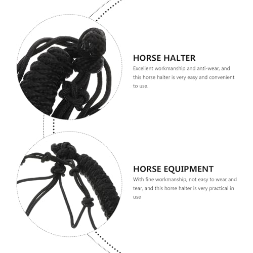 Cabestro para caballos negro de poliéster con cuerda trenzada flexible 4
