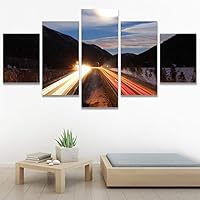 SIGNWIN 5 Panel Canvas Wall Art Light Exposure for Home Decorations Ready to Hang - 60