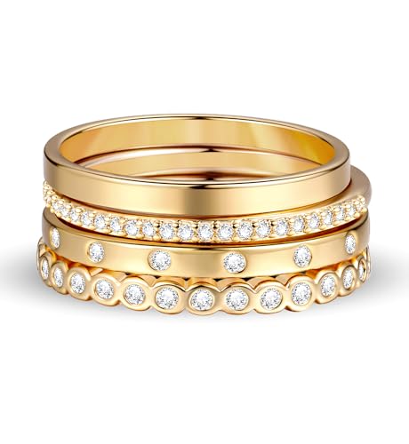 iF YOU Gold Rings for Women Non Tarnish, Trendy 14K Gold Plated Jewelry for Women Dainty Stackable Cubic Zirconia Knuckle Ring Set Statement Chunky Stacking Band Rings Size 5 6 7 8 93