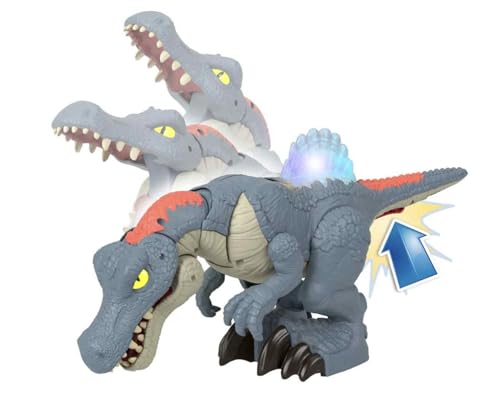Imaginext Jurassic World Dinosaur Toy, Ultra Snap Spinosaurus with Lights Sounds and Chomping Action plus Figure for Preschool Play, HML41,Multicolor,Large