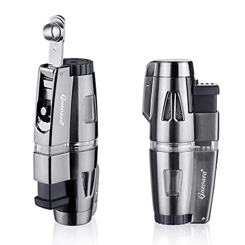 Torch Lighters Butane Refillable Cigar Lighter 3 Jet Flame Strong Flame Windproof with Punch（No Fuel Include) - Thumbnail 2