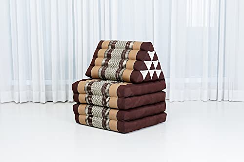 Image of Leewadee 4-Fold Mat with Triangle Cushion - Firm TV Pillow, Foldable Mattress with Cushion Made of Eco-Friendly Kapok, 89 x 20 inches, Brown