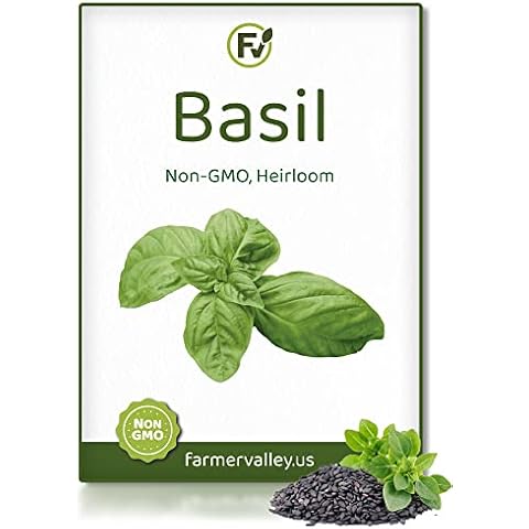 Basil Seeds for Planting Home Garden Herbs - Individual Pack of 550+ Heirloom Seeds, Suitable for Outdoors, Indoors, and Hydroponics - Non-GMO, Non-Hybrid, Untreated, and USA Grown Variety Cover