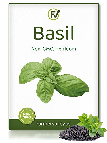 Basil Seeds for Planting Home Garden Herbs - Individual Pack of 550+ Heirloom Seeds, Suitable for Outdoors, Indoors, and Hydroponics - Non-GMO, Non-Hybrid, Untreated, and USA Grown Variety