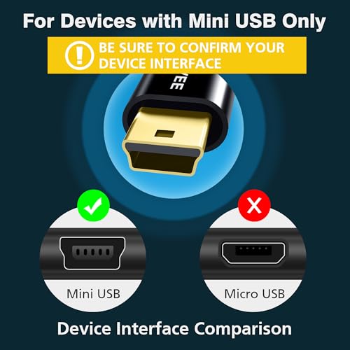 Image of AGVEE 2 Pack 5ft Mini USB Cable, Durable USB-A to Mini-B Data and Charger | For TI-84 Calculator, Garmin GPS, Go-Pro Hero 4 3 2 HD, PS3 Controller, Canon Nikon Camera, Blue Yeti Microphone,