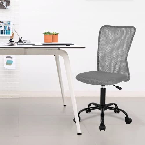 Hhs Home Office Chair Armless Mesh Ergonomic Executive Adjustable Mid Back For Women Small Modern Swivel Rolling Desk Task With Wheels Home, Office, Black (Grey), 21.26 X 16.54 40.55 Inches #TOP1