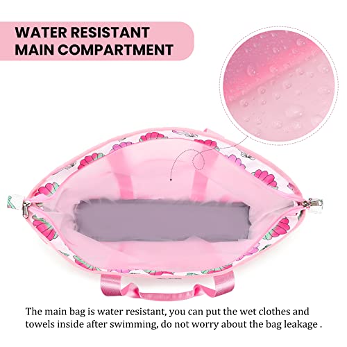 YCBB Waterproof Beach Tote Bag Large Capacity Foldable Pool Bag with Zipper Large Wet Compartment4