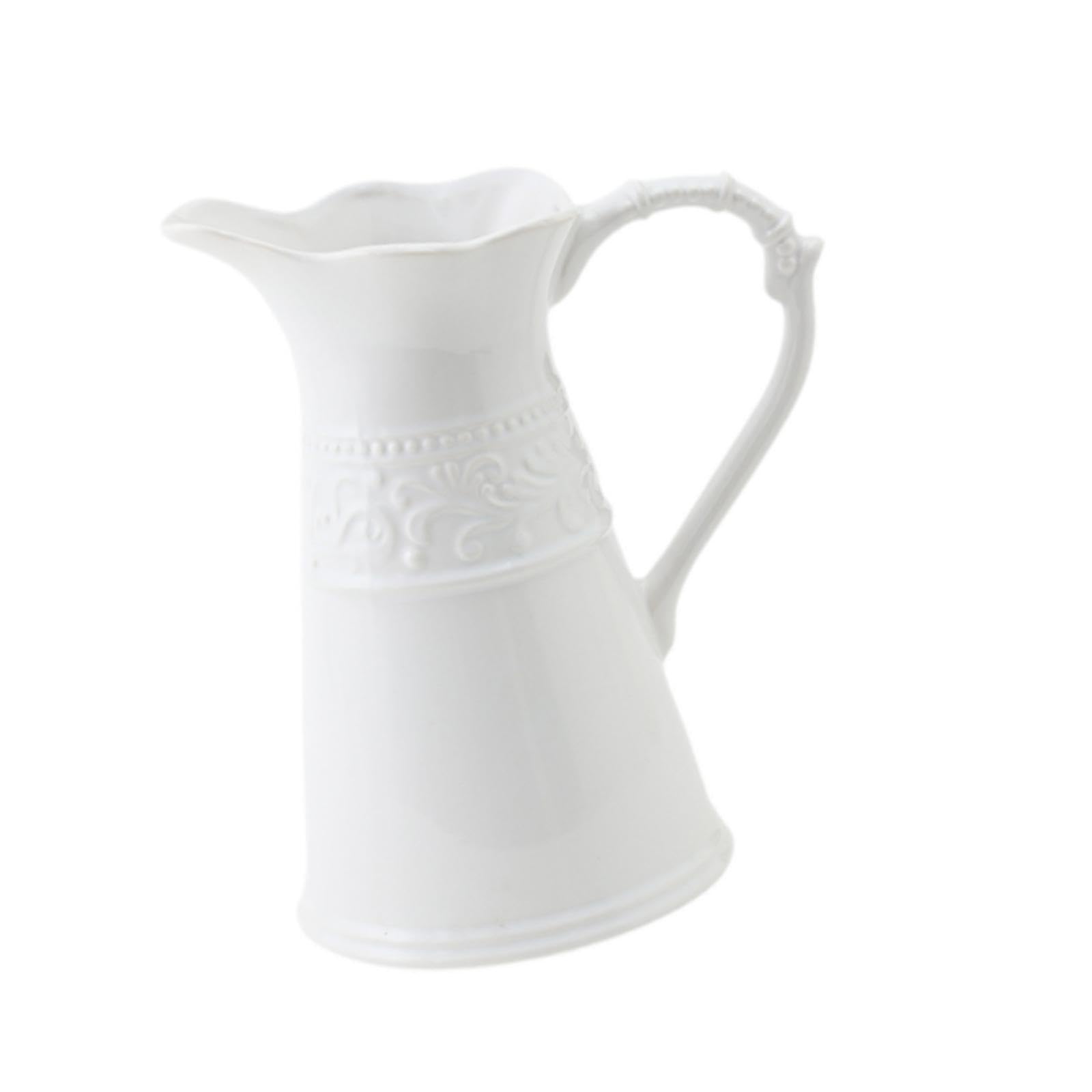 Rustikale Keramikvase, Krug mit, Vielseitiges Und Elegantes Tischornament, Weißer Krug für Die Dekoration von Zuhause Und Bücherregal, hohe Stile