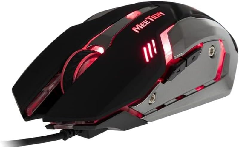 MEETION MT-M915 USB Gaming Mouse with red backlight, top-down view