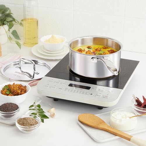 Image of Borosil Cookfresh Triply Stainless Steel Straight Shape Sauce Pan with Lid | SS304 Food Grade Steel, Dishwasher Safe | Compatible for Gas, Induction, Hot Plate, Halogen | 5 Years Warranty (18 cm)