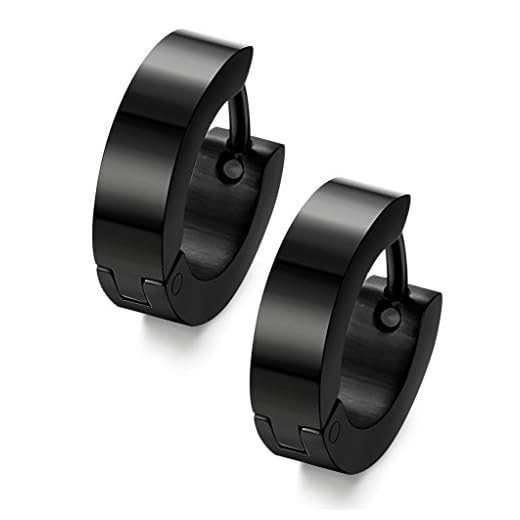 Jstyle Stainless Steel Black Unique Small Hoop Earrings for Men 1 Pairs Huggie Earrings Black