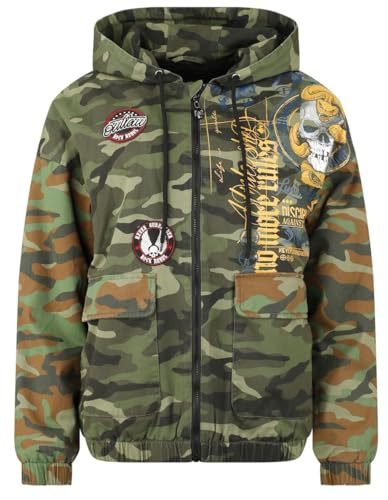 Rock Rebel by EMP Damen camouflage Übergangsjacke mit Print und Patches L