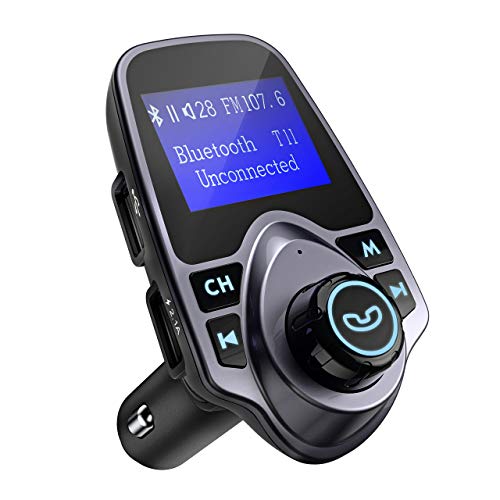 [QC3.0] FM Transmitter, OMORC Auto Radio Adapter, Bluetooth Freisprecheinrichtung, Car Kit mit Dual USB Port, Quick Charge 3.0, TF Karte Slot für Handy iPhone, Samsung, Huawei, LG, usw.-Blau