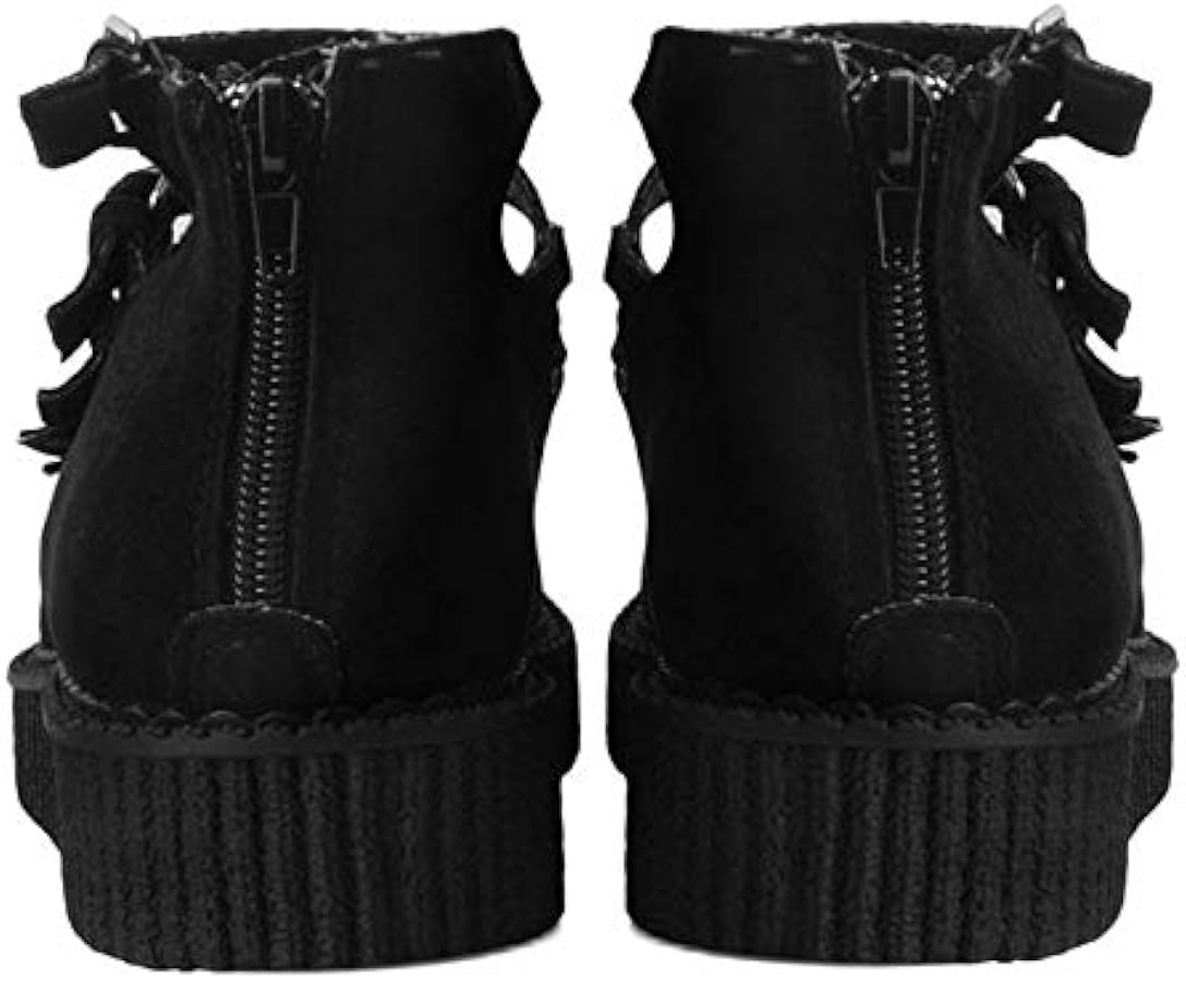 Amazon.com | T.U.K. Shoes Black Faux Suede Multi-Strap Pointed