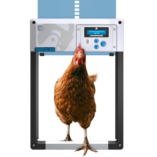 Porte poulailler Automatique 'ChickenGuard All-in-One'. Écran LCD programmable, Mode Hiver Puissant, Capteur de Lumière/Minuterie, Arrêt de Sécurité,...