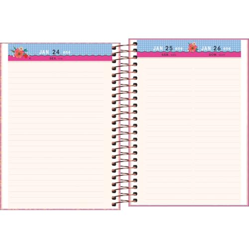Tilibra - Agenda Espiral Diária 14 x 20 cm Le Vanille 2025 - CAPA ROSA