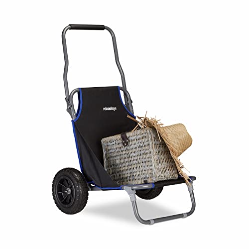 Relaxdays Strandwagen faltbar, Strandstuhl mit Rädern, bis 100 kg, Transportwagen für den Strand,...