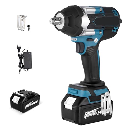 18V Brushless Impact Wrench, 1800N.m, 7200RPM, 1/2 inch 3 Speed Cordless Impact Gun with 2 Battery, 1 Charger and 1 Carry Box