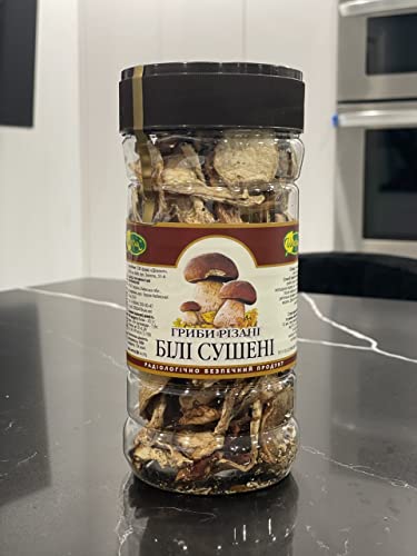 "Sharm"-White Dried Mushrooms-Porcini (Boletus Edulis) Sliced 2.82Oz-80Gr. Made By Hand(From Forest)-100% Organic .Non-Gmo.plastic Container.product Of Ukraine #TOP1