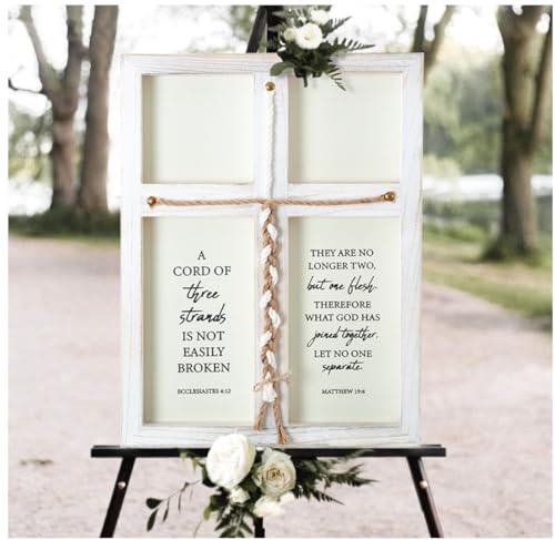 A Cord of Three Strands Wedding Sign,17x23in Marriage Devotional for Couples, Wedding Ceremony Sign For Couple, Anniversary Ideas for Couple (Washwhite, 17 * 23)