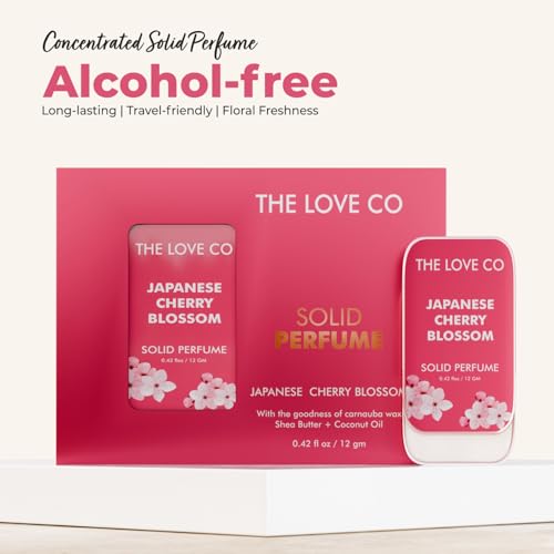 Image of THE LOVE CO. Japanese Cherry Blossom Solid Perfume for Men & Women 12gm | Long-Lasting Floral Fragrance Balm | Alcohol-Free, Travel-Friendly, Pocket Perfume Stick