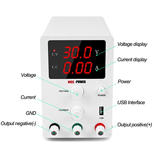 Image of DHRUV-PRO Nice-Power Rsps3010 3 Corded Electric Digital Laboratory Test Phone Repair Usb 5V 2A, 30V 10A Adjustable Switching Power Supply, White