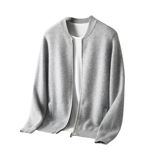 Mens 100 Percent Merino Wool Zip Cardigan Fall Winter Long Sleeve Thick Casual Knitted Warm Sweater