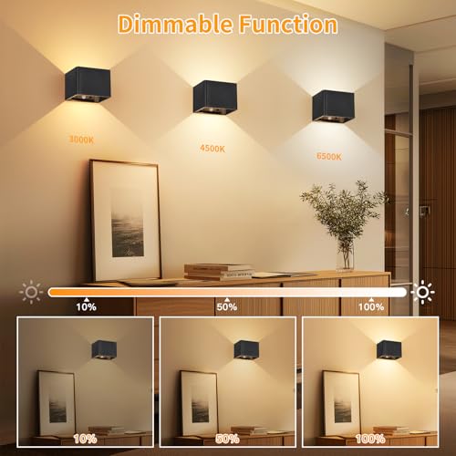 Aplique pared interior sin cable USB recargable con tres tonos de luz pack de 4 5